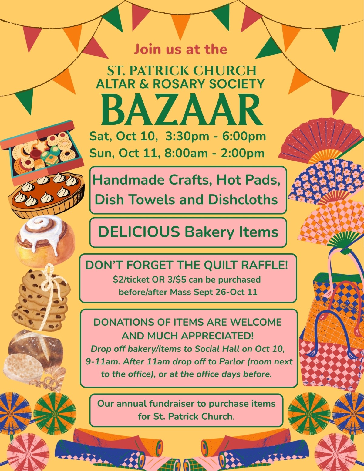 Annual Bazaar & Bake $ale-Oct 10/11